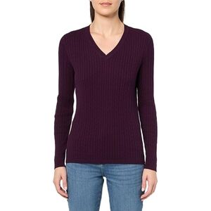 TOMMY HILFIGER Purple Classic Cable Knit V-Neck Sweater Size L